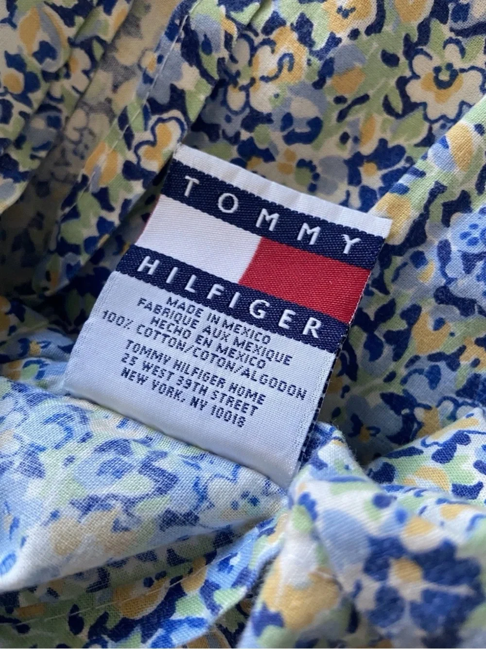 Tommy Hilfiger Blue and White Floral Quilted Comforter Set with Pillow Shams